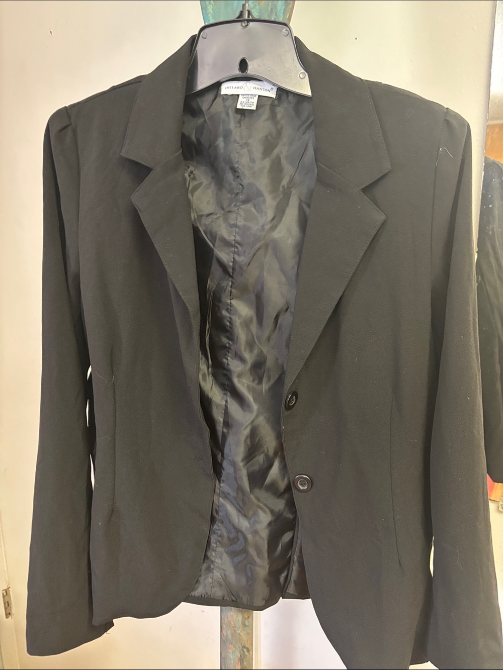 Hillard &Hanson Black Women's Two-Button Tailored Blazer sz 12